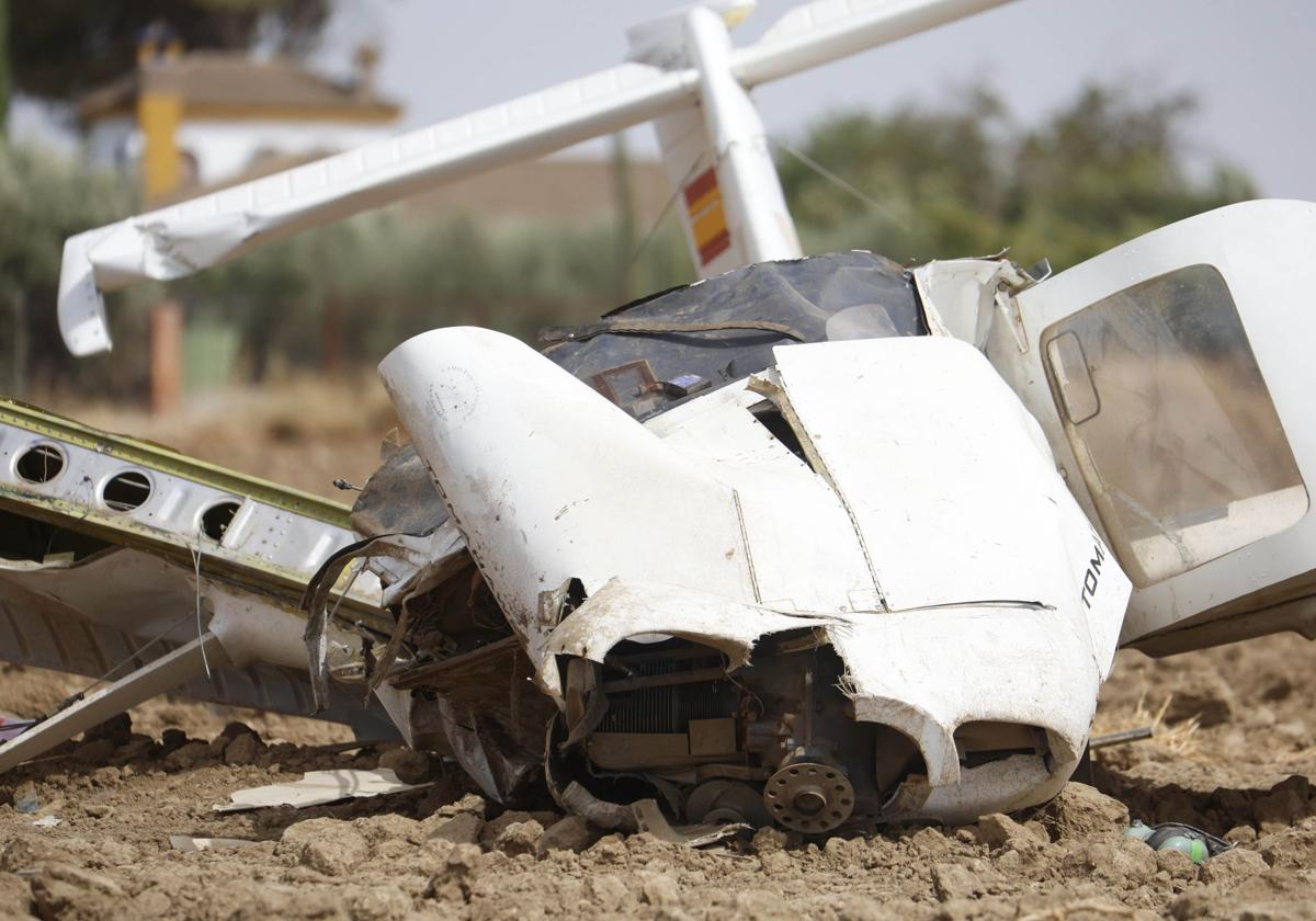 Wreckage from a previous aircraft accident.