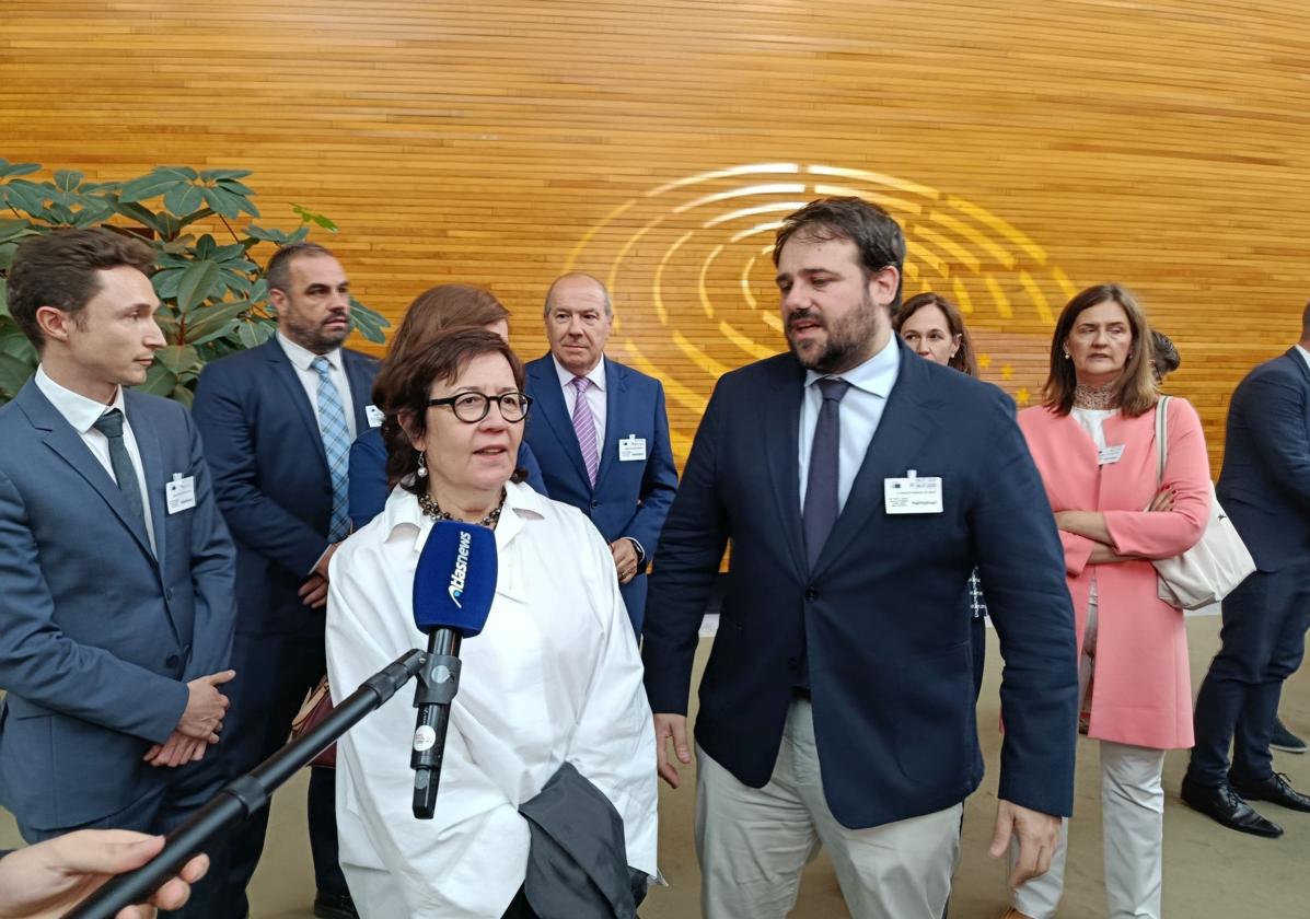 Representantes de las cinco asociaciones de jueces y fiscales que han acudido este martes a Estrasburgo.