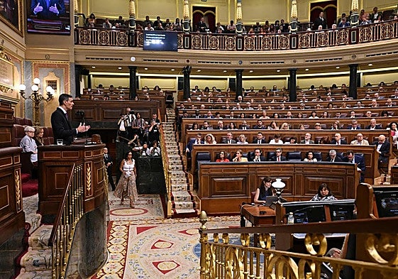 Pedro Sánchez, durante su comparecencia.