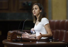 Ione Belarra durante su intervención en el pleno de este miércoles.