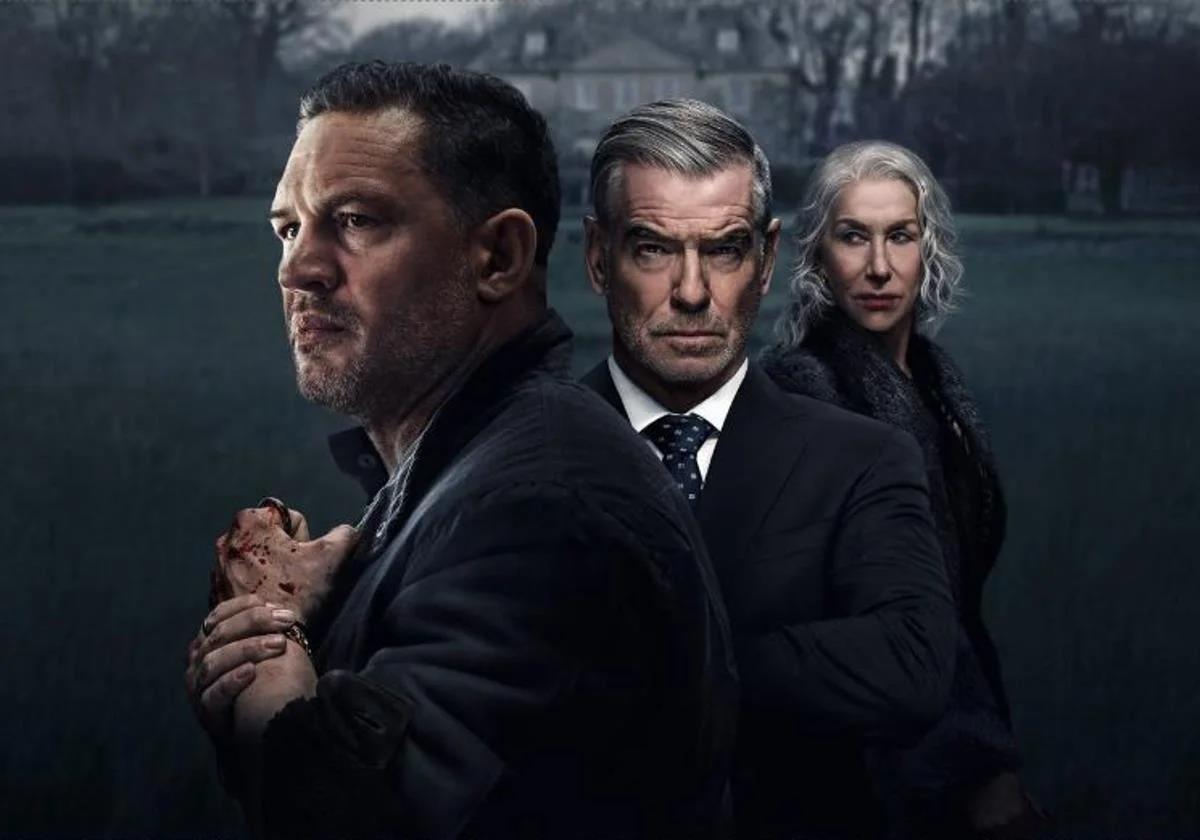 Una imagen promocional de 'Mobland', con Tom Hardy, Pierce Brosnan y Helen Mirren