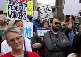 Protesta contra los recortes de empleo en Estados Unidos.
