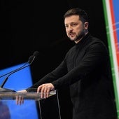 El presidente ucraniano, Volodímir Zelenski, el pasado jueves en la cumbre de Roma sobre la reconstrucción del país.