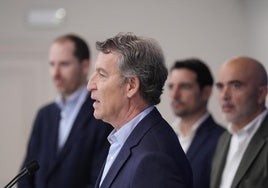 Alberto Núñez Feijóo durante un acto del Partido Popular, el viernes, en Barcelona.