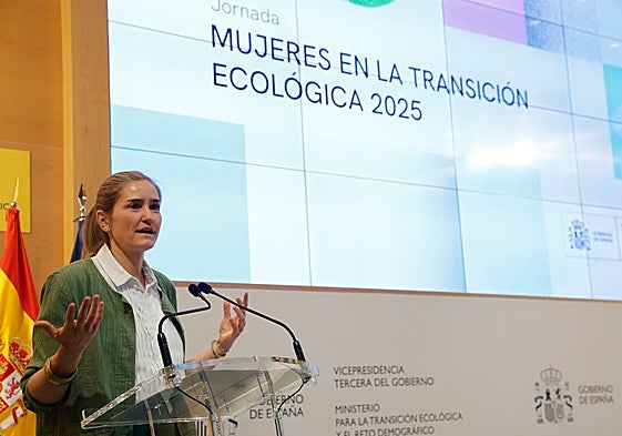 La ministra de Transición Ecológica, Sara Aagesen, hoy, durante la presentación del estudio.