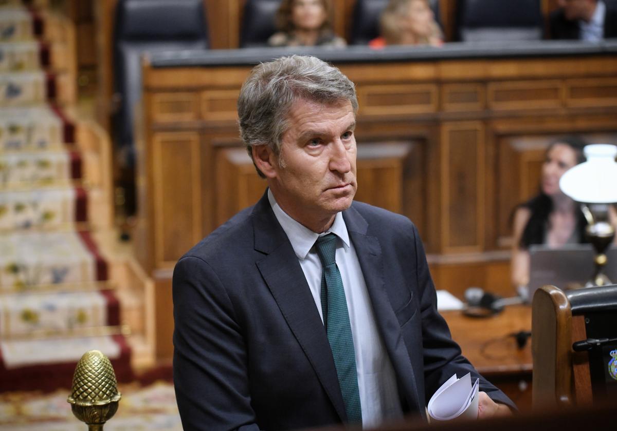 Alberto Núñez Feijóo, este martes, en el pleno del Congreso.