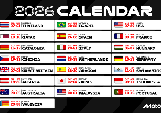 MotoGP desvela su calendario para 2026