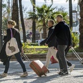 Turistas con sus maletas.