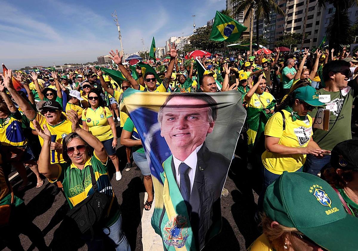 Manifestación de apoyo a Bolsonaro en Brasilia.
