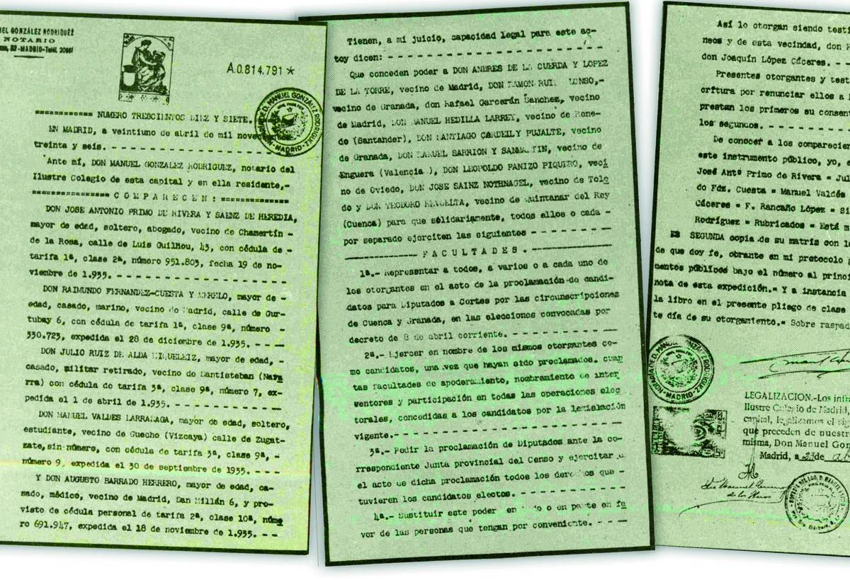 El acta notarial que otorga plenos poderes a Ruiz Alonso.