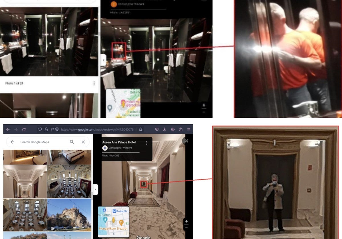 Imágenes en las que los periodistas de Bellingcat localizaron a Kinahan a partir de sus reseñas en Google.