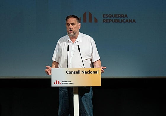 Intervencion de Oriol Junqueras, presidente de ERC, en el consejo nacional de su partido.