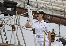 La infanta Leonor llega a Marín (Pontevedra) en el buque escuela Juan Sebastián de Elcano el 13 de julio.
