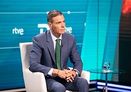 El presidente del Gobierno, Pedro Sánchez, en un momento de su entrevista en TVE