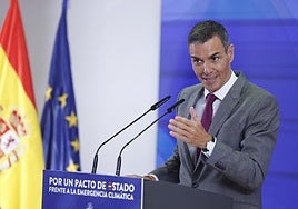 El presidente del Gobierno, Pedro Sánchez, durante un acto, este lunes