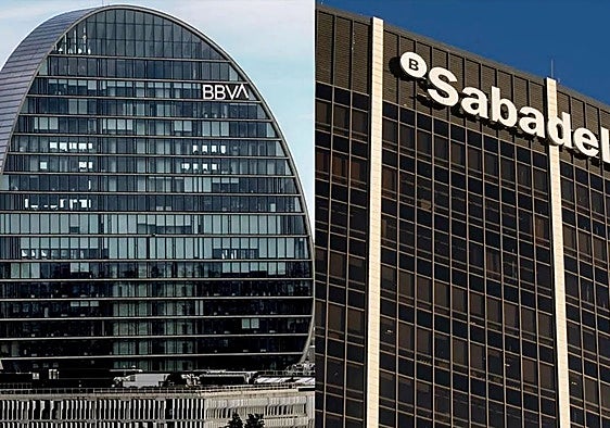 Sedes de BBVA y de Banco Sabadell.