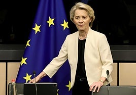 La presidenta de la Comisión Europea, Ursula von der Leyen, este martes en Estrasburgo.