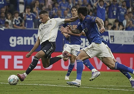 Mbappé, autor de dos goles del Real Madrid contra el Oviedo el pasado 24 de agosto.