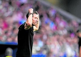 Diego Pablo Simeone, durante el primer partido de Liga en el Metropolitano