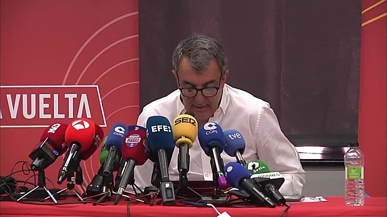 El director de La Vuelta Javier Guillén, tras los disturbios que impidieron que se completase la etapa de Madrid