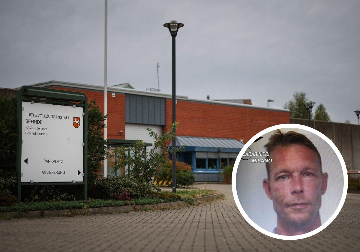 Entrada a la prisión donde se encuentra el principal sospechoso del secuestro de Madeleine McCann. A la derecha, Christian Brückner.