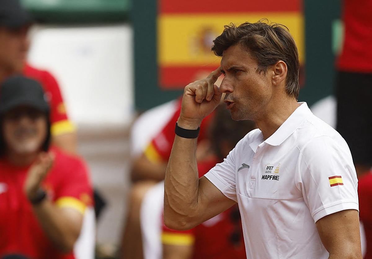 David Ferrer, durante la eliminatoria de Copa Davis ante Dinamarca.