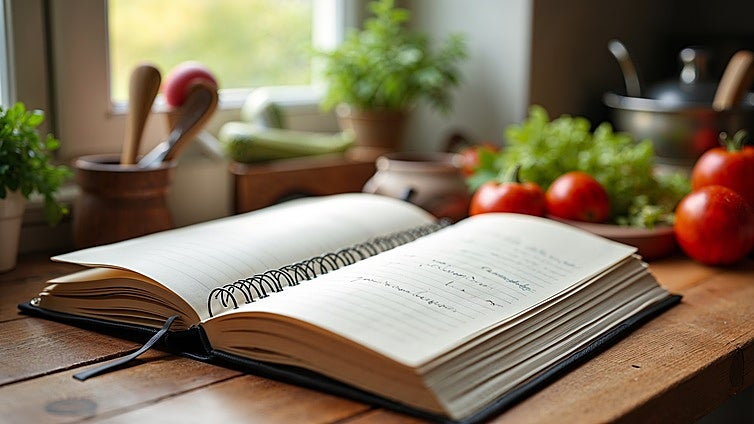 Organiza y escribe tus recetas de cocina favoritas en este recetario en blanco