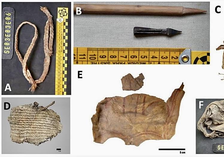 Foto de los objetos que han encontrado en nidos de quebrantahuesos.