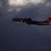 Un avión, en pleno vuelo.