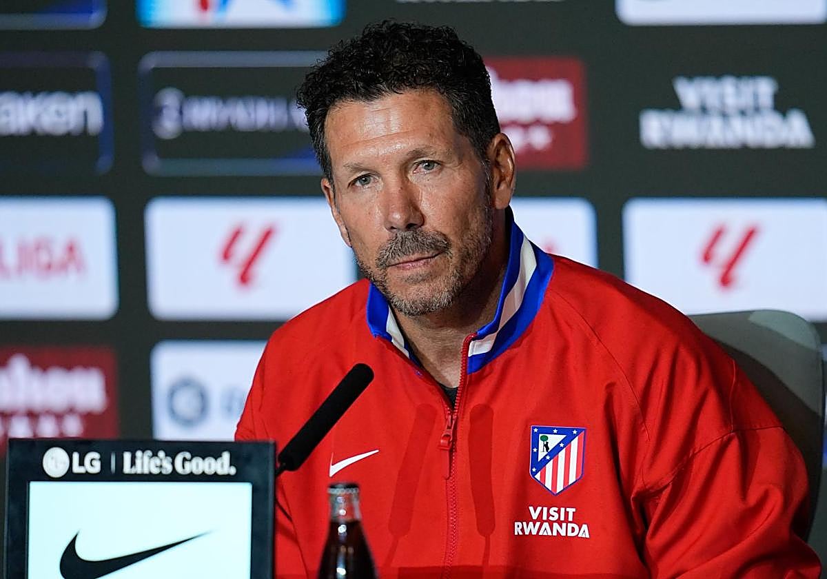 Diego Pablo Simeone, durante su rueda de prensa previa al derbi.