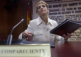 La presidenta del Gobierno de Navarra, María Chivite, comparece en la comisión de investigación del caso Koldo en el Senado.