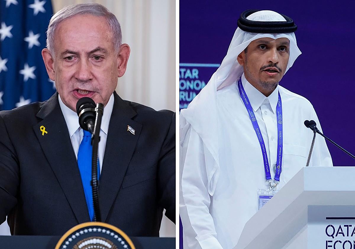 Benjamín Netanyahu y Mohammed bin Abdulrahman Al Thani.