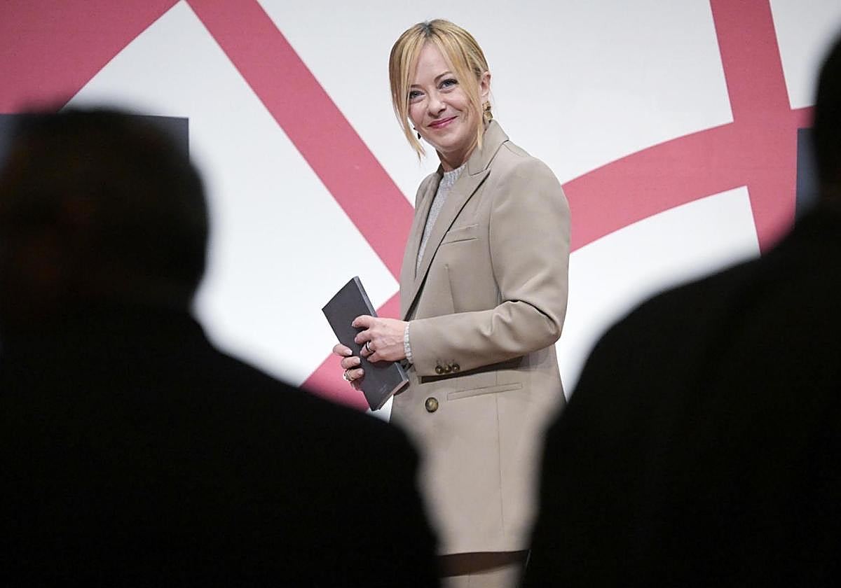 La primera ministra italiana, Giorgia Meloni, este lunes en un acto en Roma.