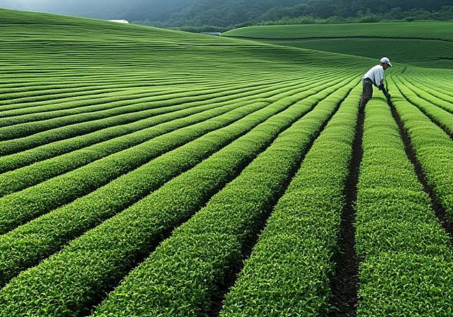 Plantación de té matcha.