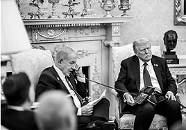 Netanyahu y Trump, durante la llamada a Catar desde el Despacho Oval.