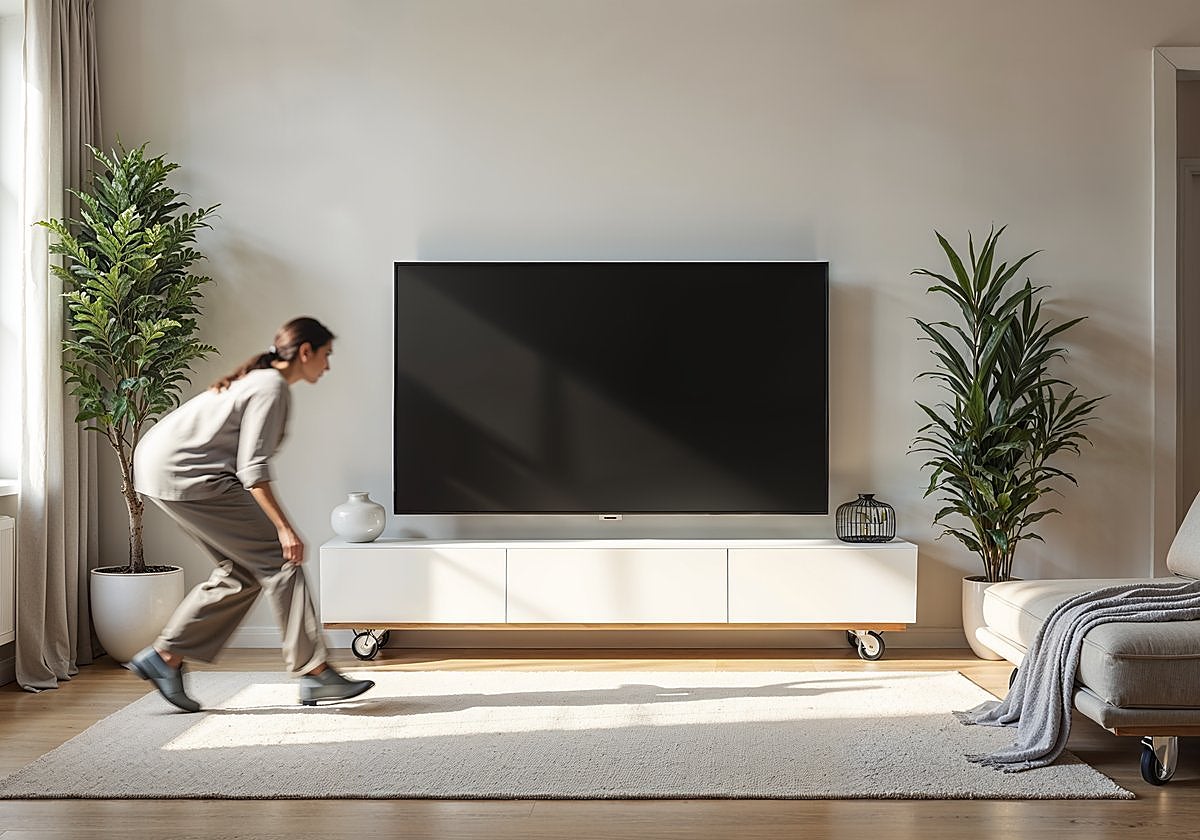 Con estos muebles de TV con ruedas para el hogar podrás ver la tele donde quieras