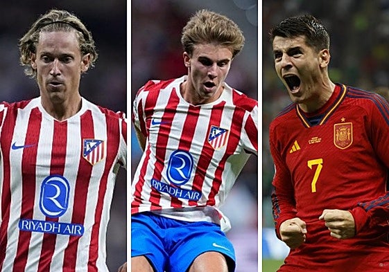 Marcos Llorente, Pablo Barrios y Álvaro Morata.