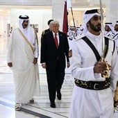 Trump en una de sus últimas visitas a Catar para impulsar la paz en Oriente Medio.