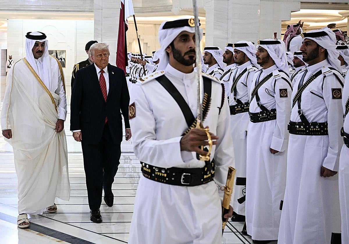 Trump en una de sus últimas visitas a Catar para impulsar la paz en Oriente Medio.