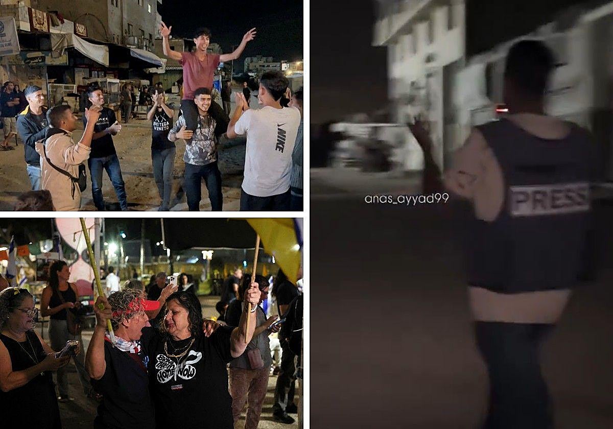 Gazatíes y familiares de los rehenes celebran un acuerdo que los periodistas palestinos anuncian en las calles de Gaza