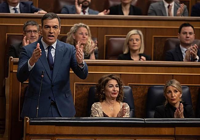 El presidente del Gobierno, Pedro Sánchez, durante un pleno del Congreso.