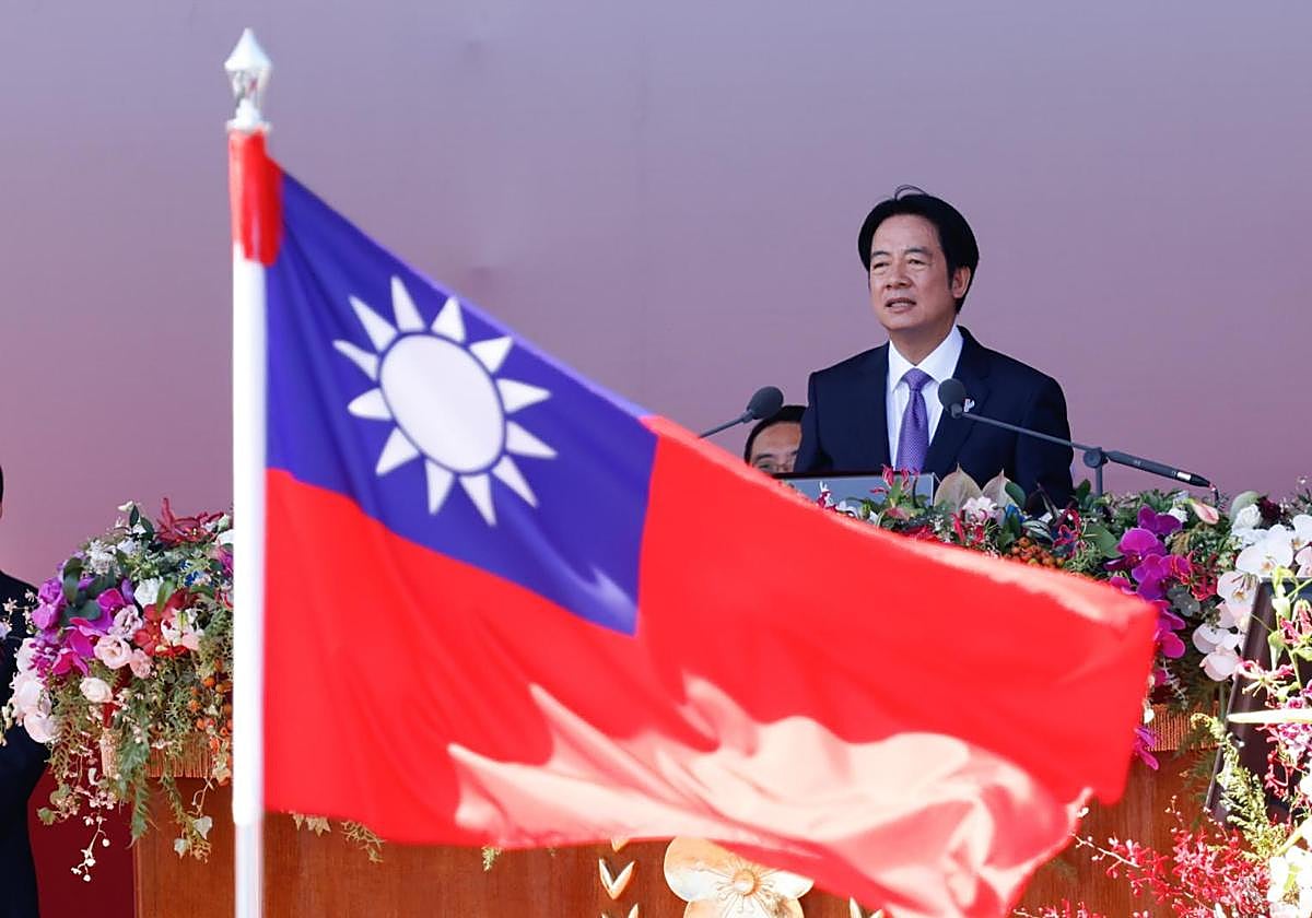El presidente William Lai Ching-te, durante su alocución el viernes con motivo del Día Nacional de Taiwán.