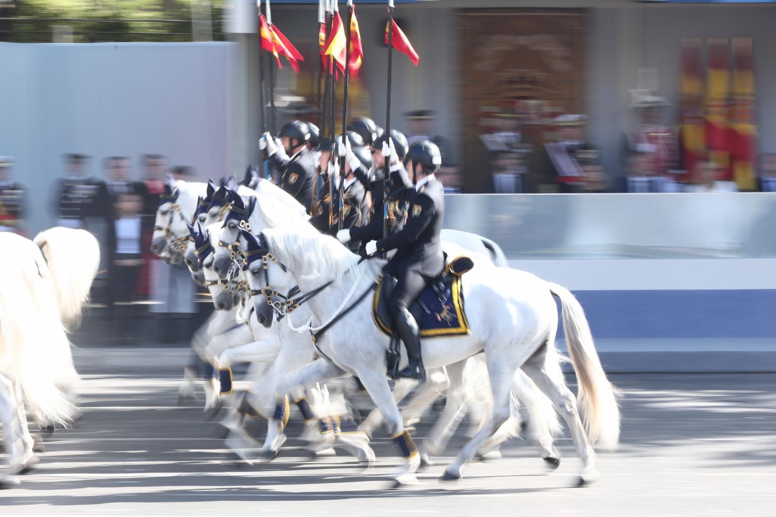 La unidad de Caballería de la Policía Nacional, durante el desfile.
