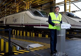El ministro de Transportes, Óscar Puente, durante la presentación del plan de inversiones para Renfe.