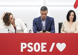 Pedro Sánchez preside la reunión de la Comisión Ejecutiva Federal del PSOE en Ferraz.