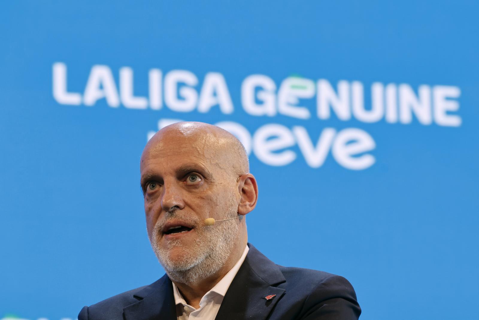 Javier Tebas, presidente de LaLiga, durante la presentación del documental «El Sentido», sobre LaLiga Genuine Moeve
