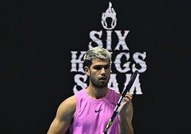 Carlos Alcaraz en su partido ante Taylor Fritz este miércoles.