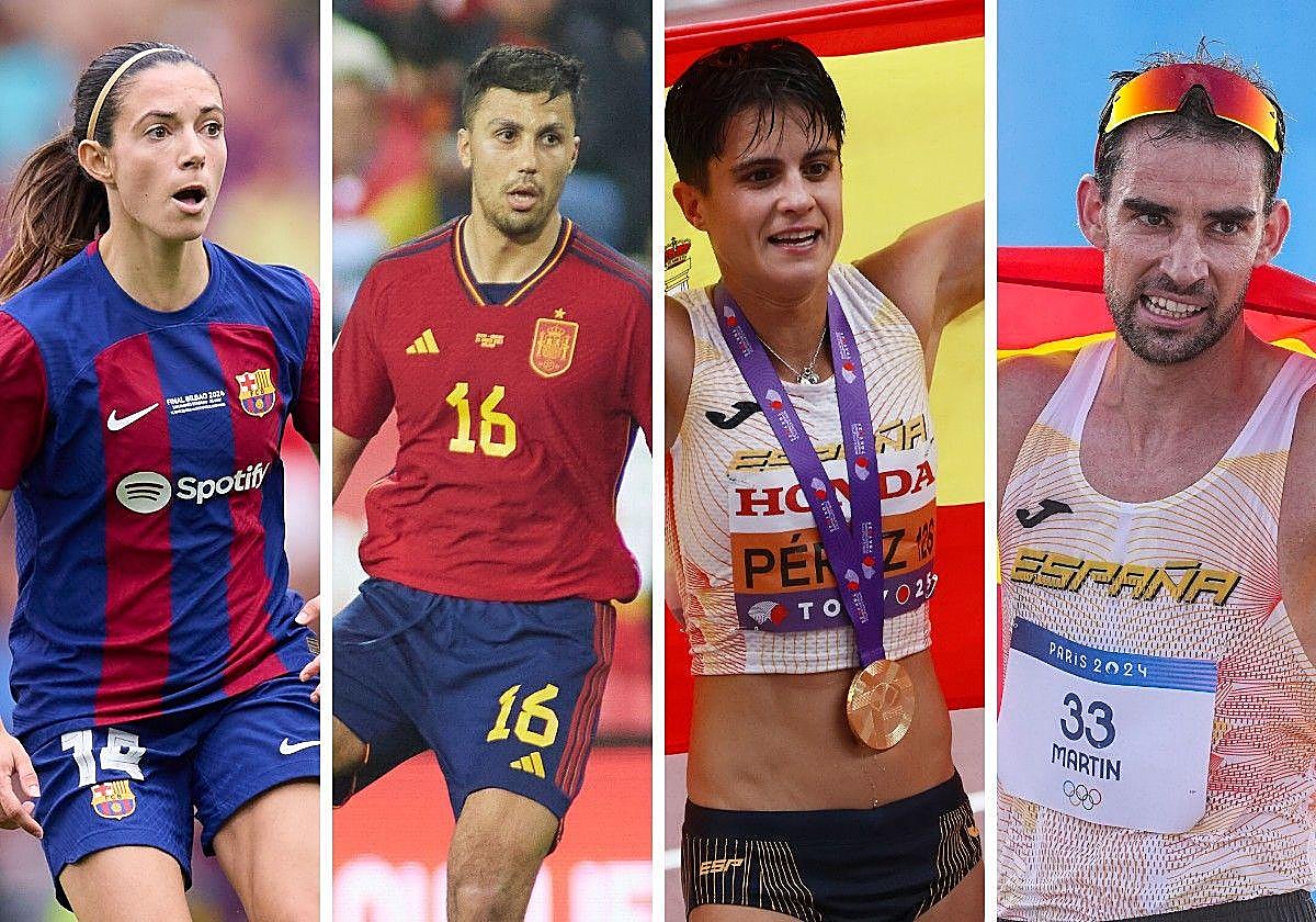 Aitana Bonmatí, Rodrigo Hernández, María Pérez y Álvaro Martín.