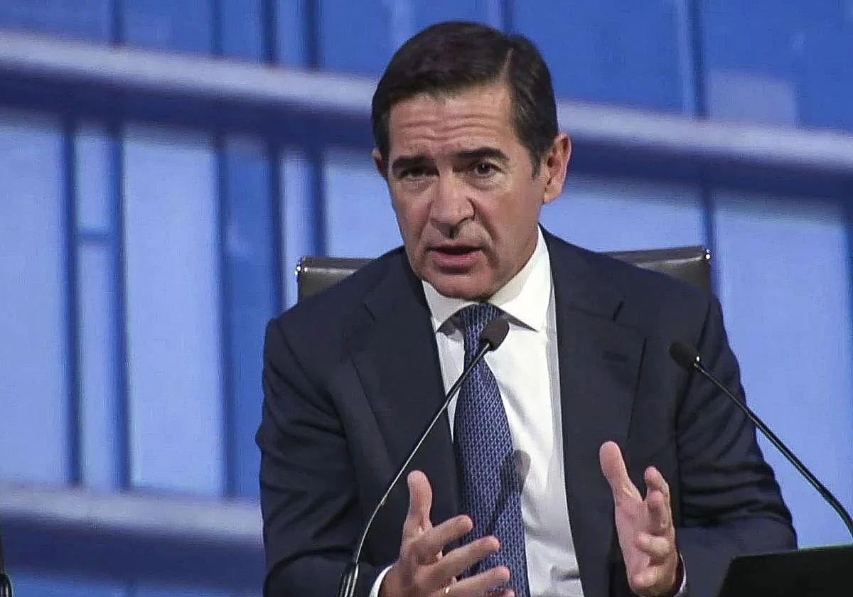 Carlos Torres, presidente del BBVA, durante la rueda de prensa de este viernes.