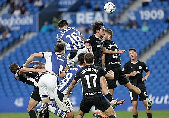 Una imagen del último encuentro del Sanse en la victoria frente al Andorra en Anoeta.